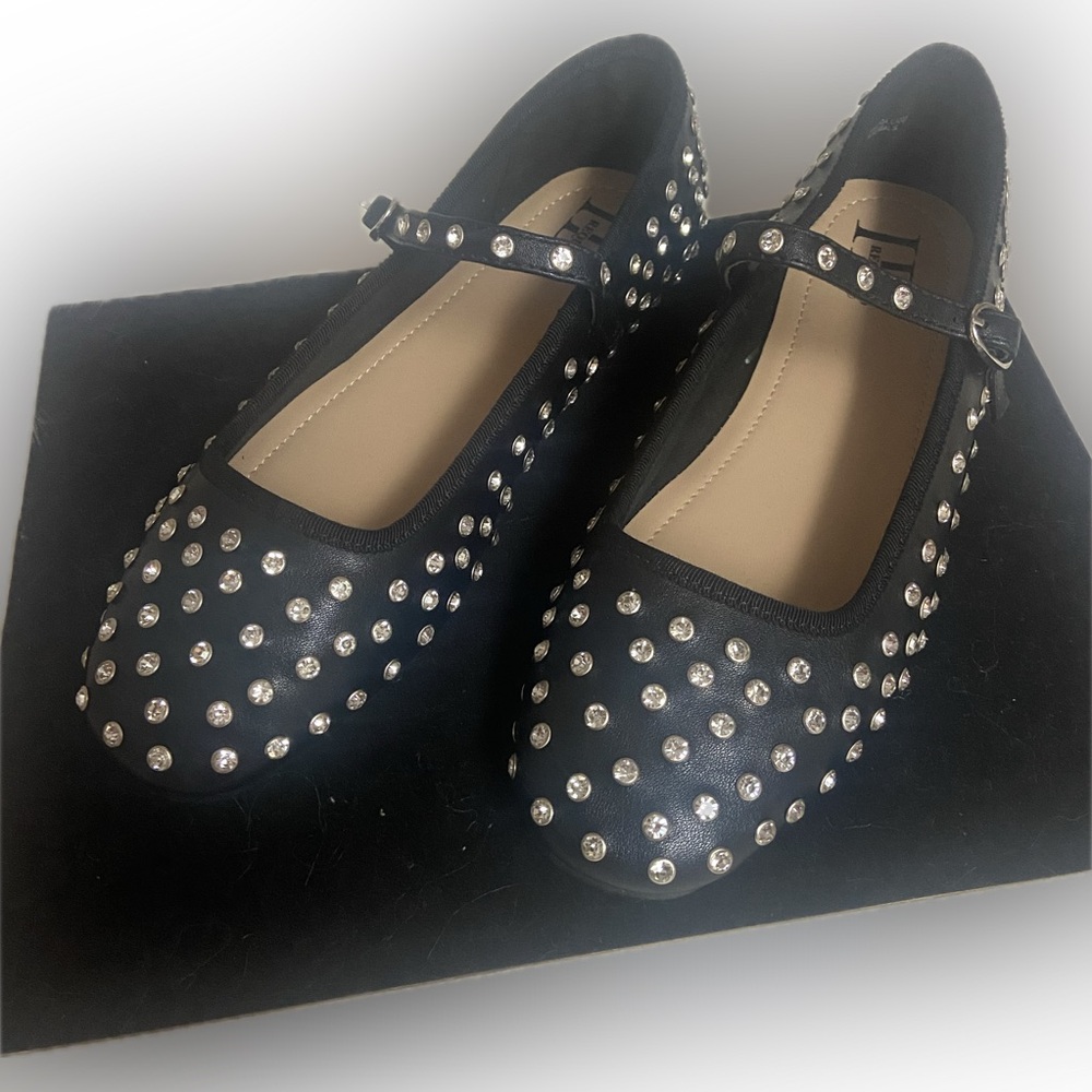 Studded Black Mary Jane Flats